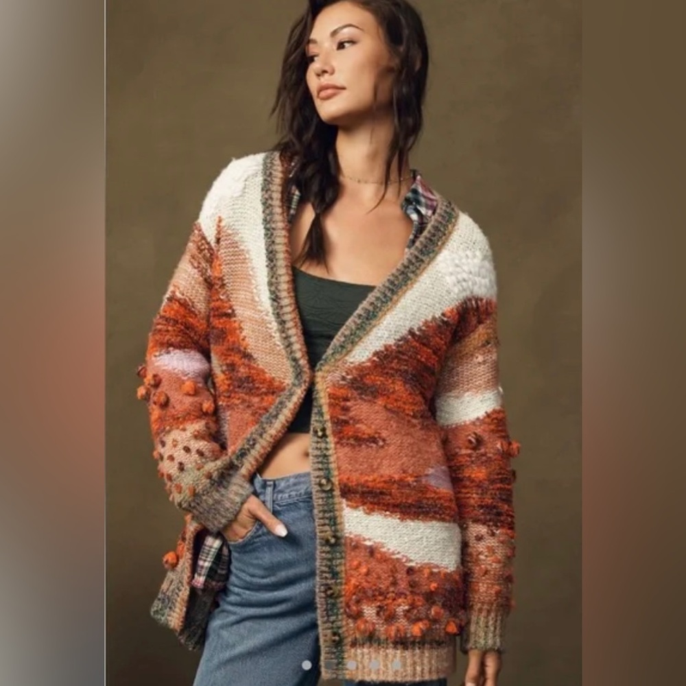 Anthropologie Novelty Bobble Cardigan Sweater- M/L